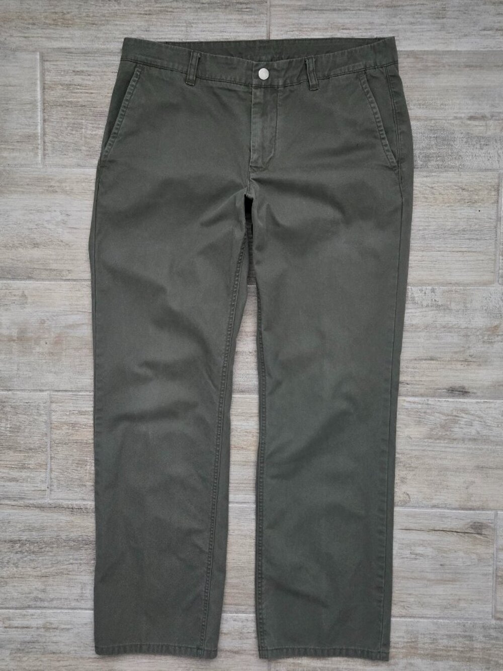 Bonobos Washed Chino Pants Mens Hunter Green Straight Fit Office Preppy 34W 32L